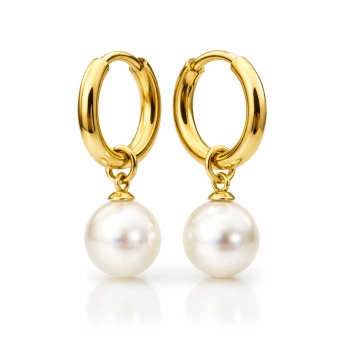 Ocelové perlové náušnice s klapkou Zlacená