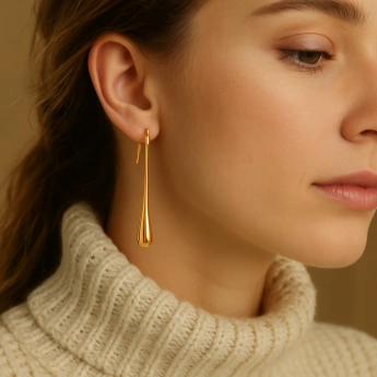 Zlacené visací náušnice Kapka – elegantní minimalistický design