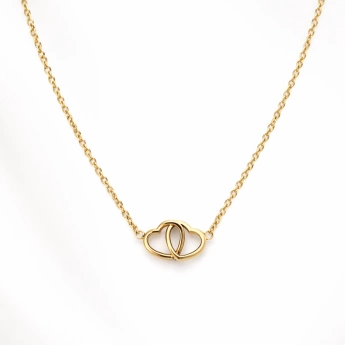 Zlacený ocelový náhrdelník – Dvojité srdce