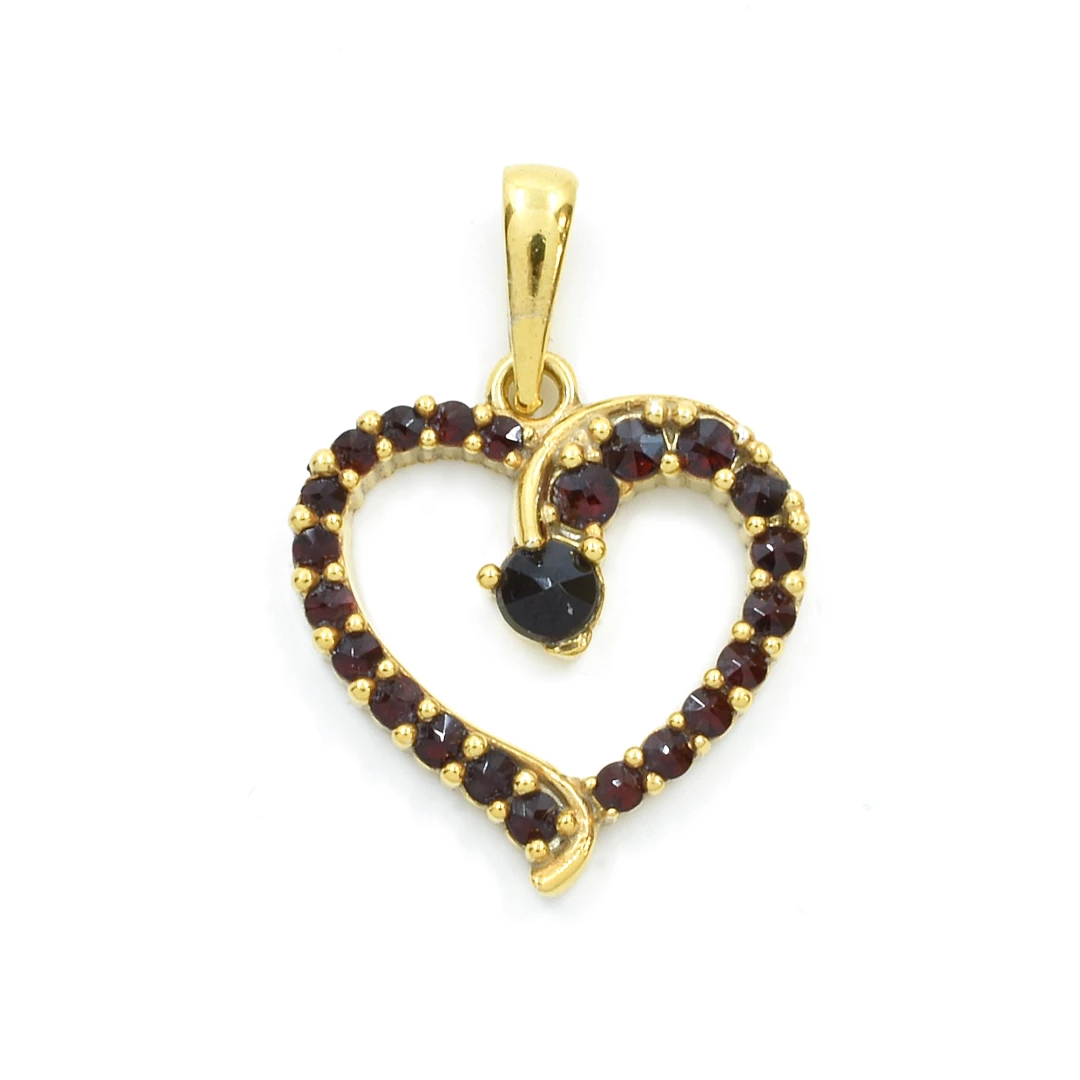 Stříbrný přívěsek srdce český granát Cyrus Český granát, Zlacení