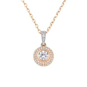 Zlacený náhrdelník s třpytivým zirkonovým přívěskem Halo