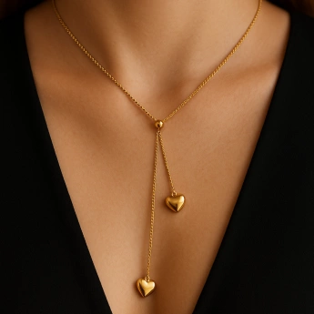 Ocelová souprava srdce zlacená