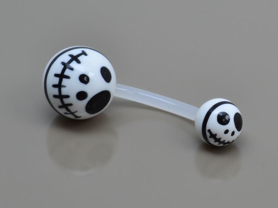 Akrylátový piercing do pupíku kuličky, Bílá