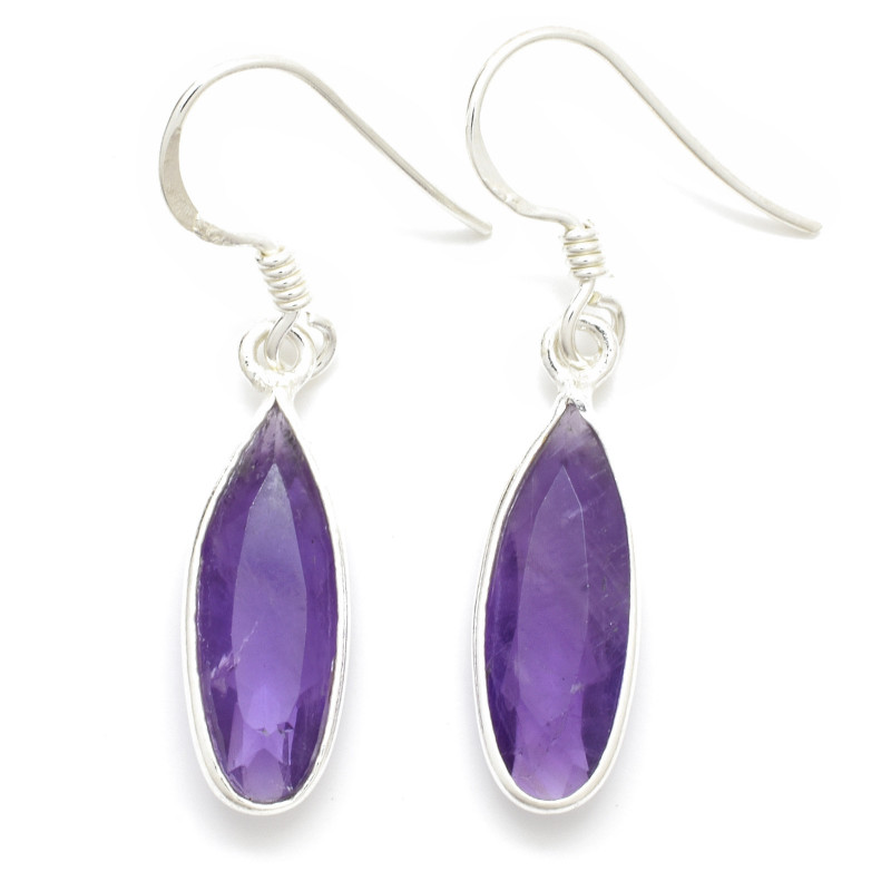 Stříbrné visací náušnice s ametysty