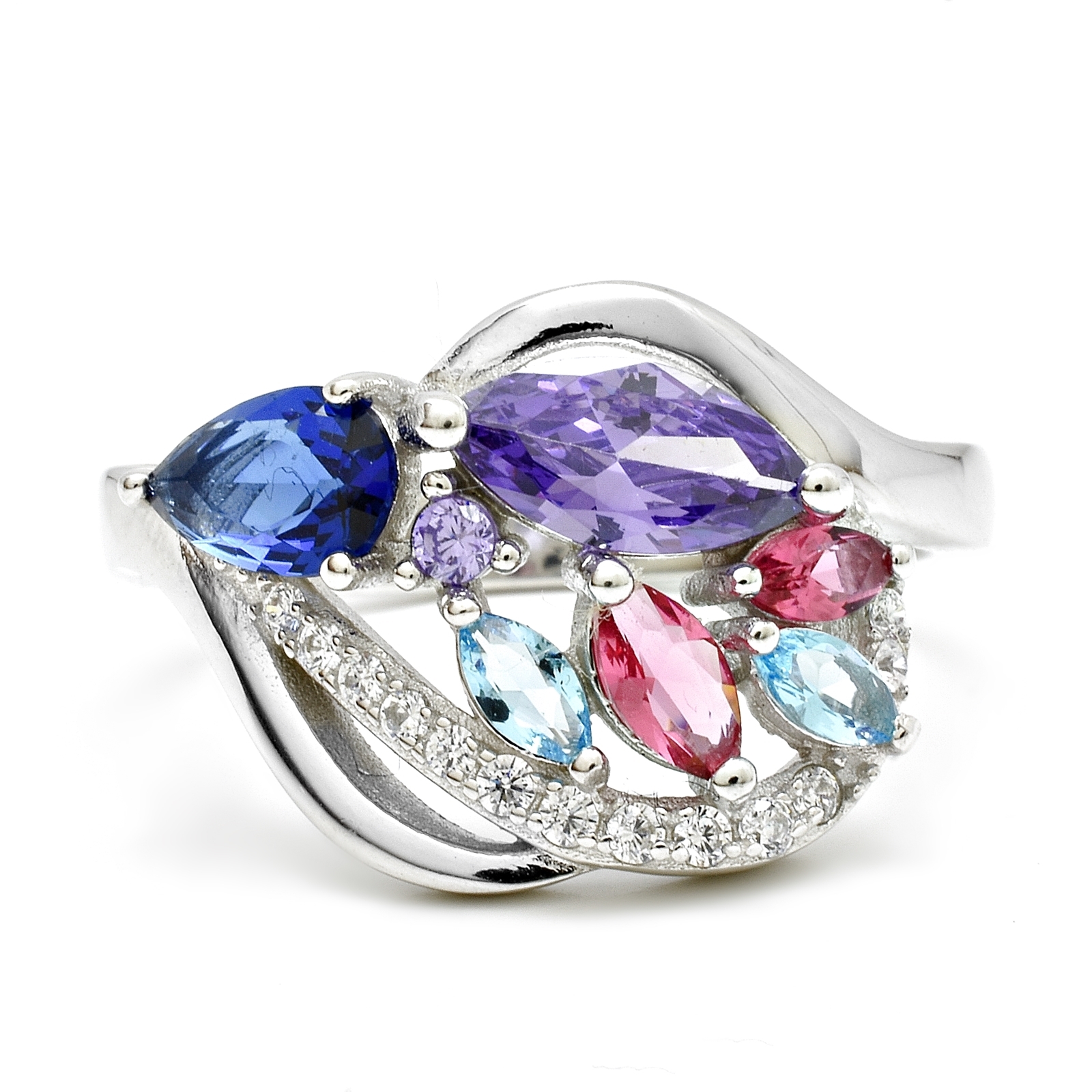 Barevný stříbrný prsten