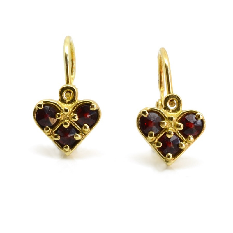 Zlaté náušnice pro miminka s českými granáty