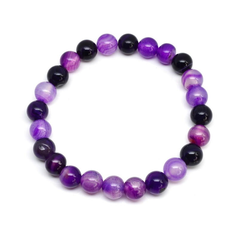 Fialová achátový náramek na gumičce