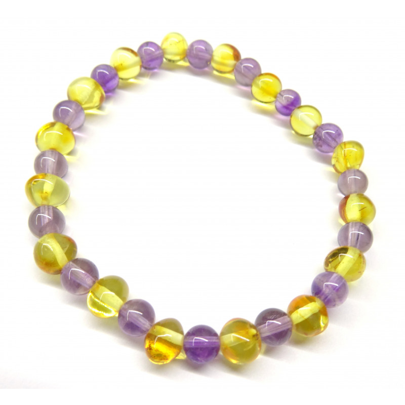 Jantarový náramek s ametystem