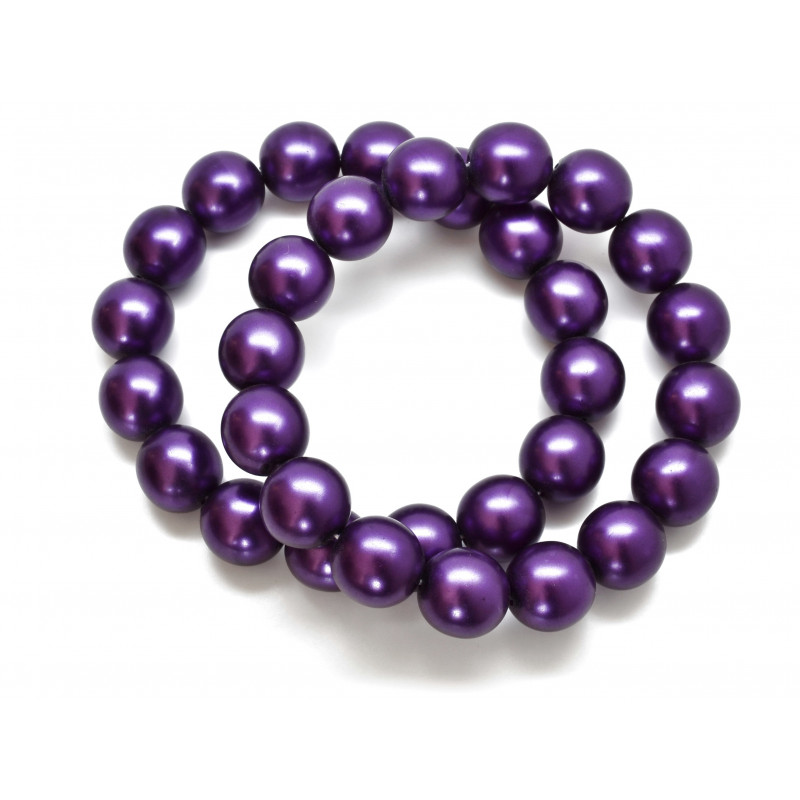Perličkový náramek z fialových voskovaných perliček