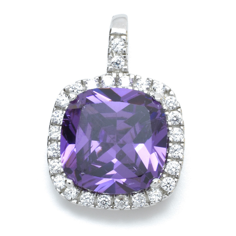 Stříbrný fialový přívěsek