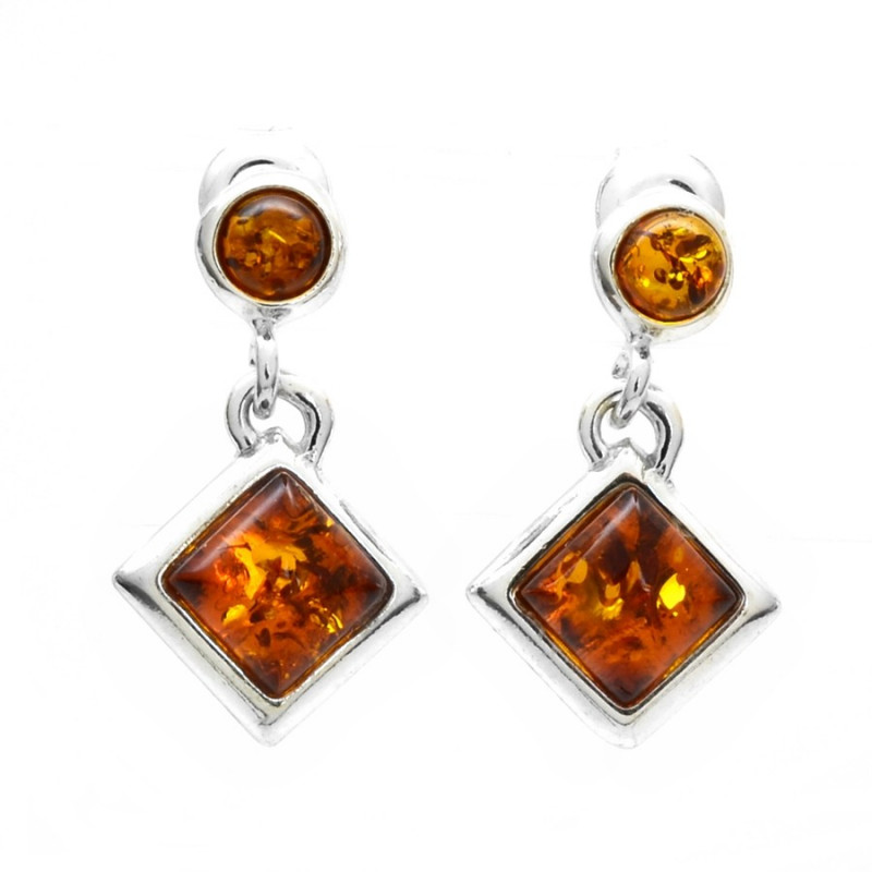 Stříbrné náušnice jantar