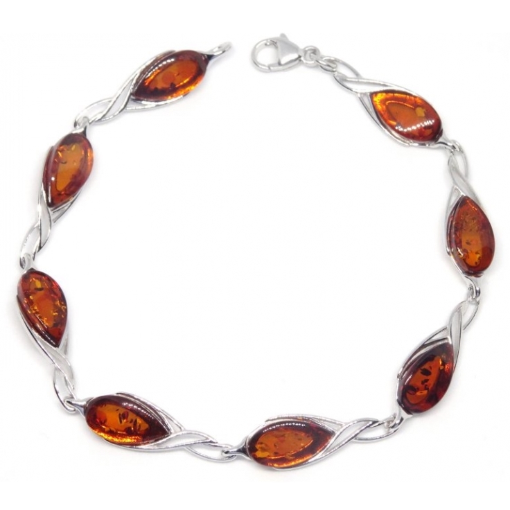 Stříbrný náramek s jantary