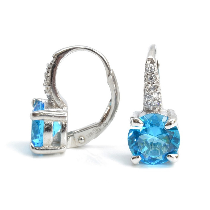 Stříbrné náušnice s modrými zirkony
