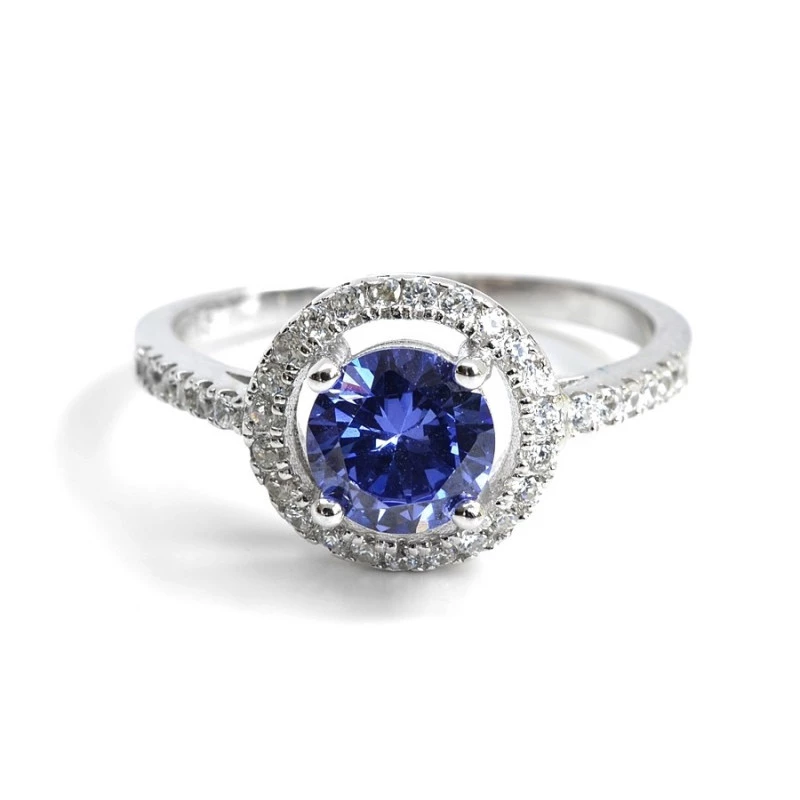 Modr stříbrný dámský prsten