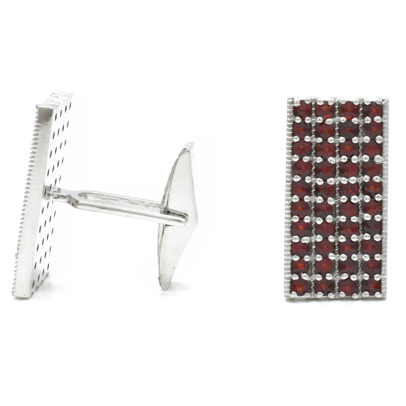 Stříbrné manžetové knoflíčky s českými granáty