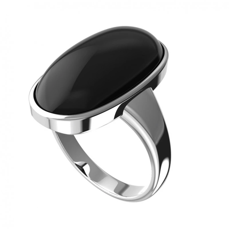 Stříbrný prsten s oválným onyxem