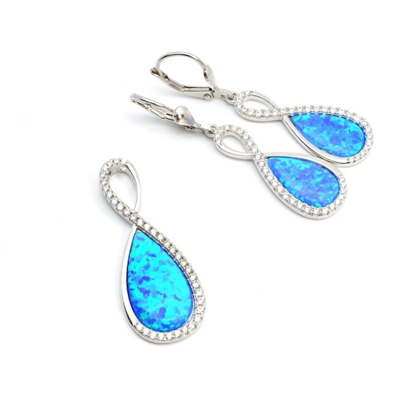 Stříbrné šperky s modrým třpytivým opálem
