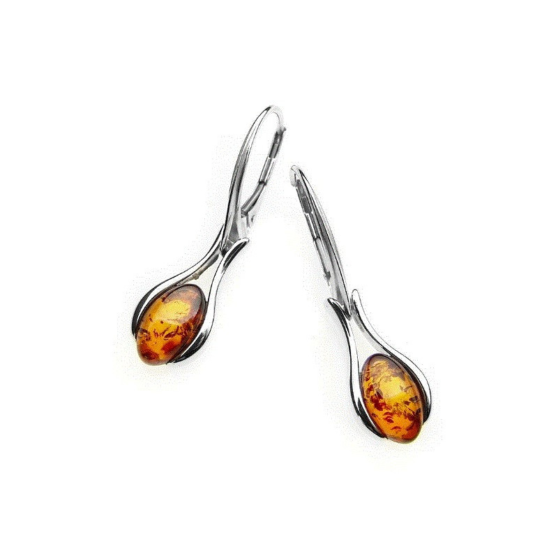 Stříbrné náusnice s jantary