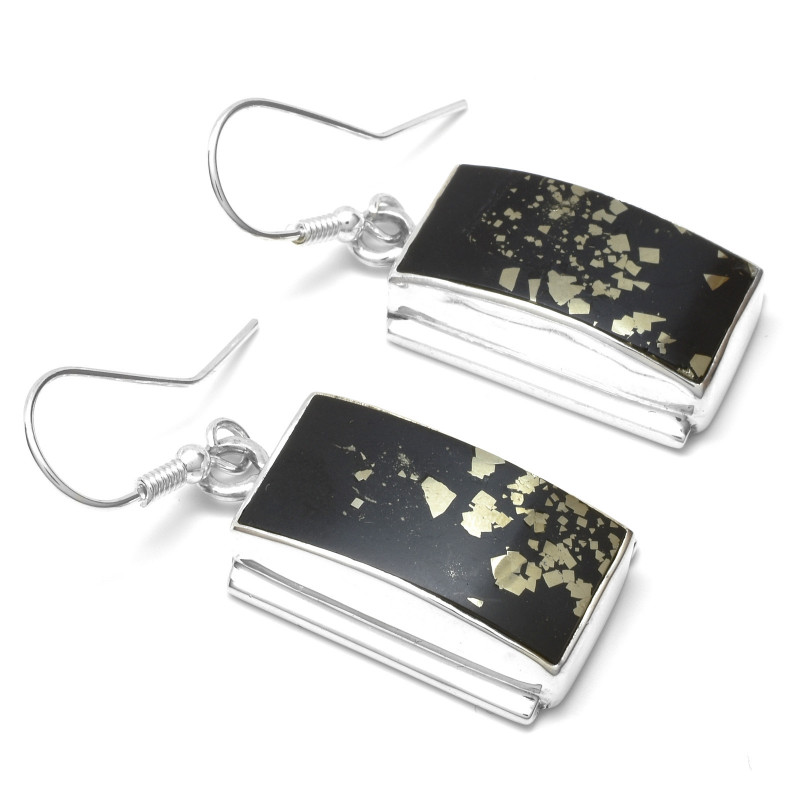 Stříbrné náušnice s pyritem