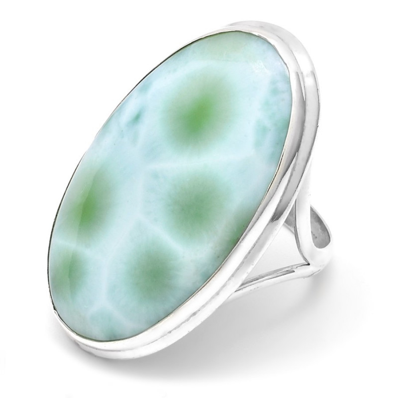 Stříbrný prsten s velkým larimarem