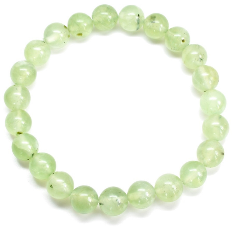 Pružný kuličkový náramek zelený prehnit