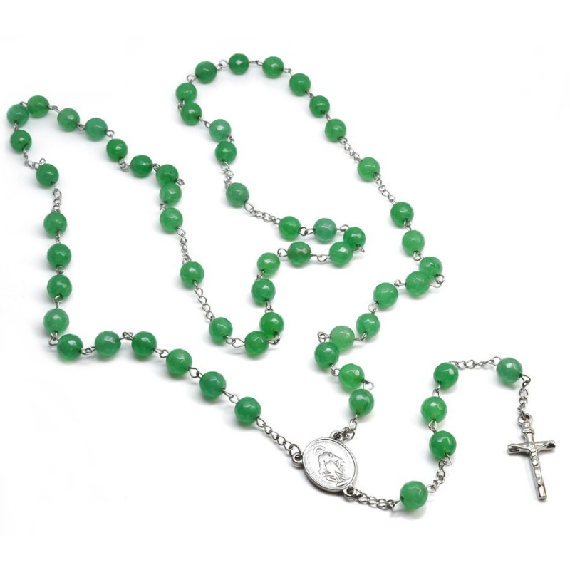 Zelený růženec jadeit