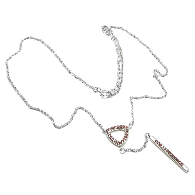 Dlouhý stříbrný náhrdelník s českými granáty