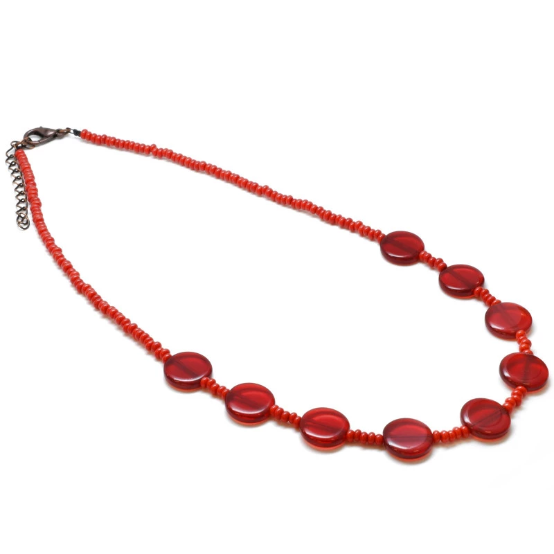 Červený náhrdelník z jablonecké bižuterie