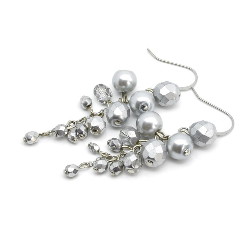 Stříbrno-šedé dlouhé náušnice