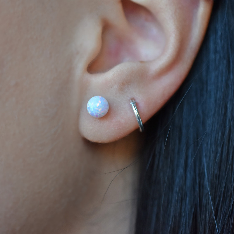 Náušnice pecky s bílými opály